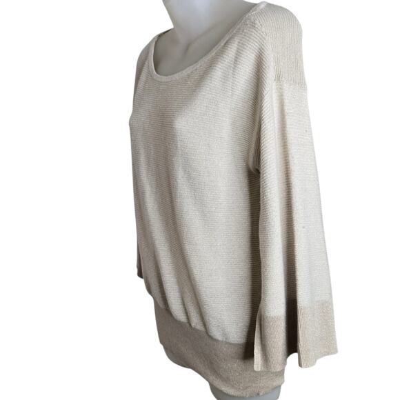 White House Black Market Cashmere Blend Metallic Knit Sweater‎ XS Beige Gold - Picture 4 of 6